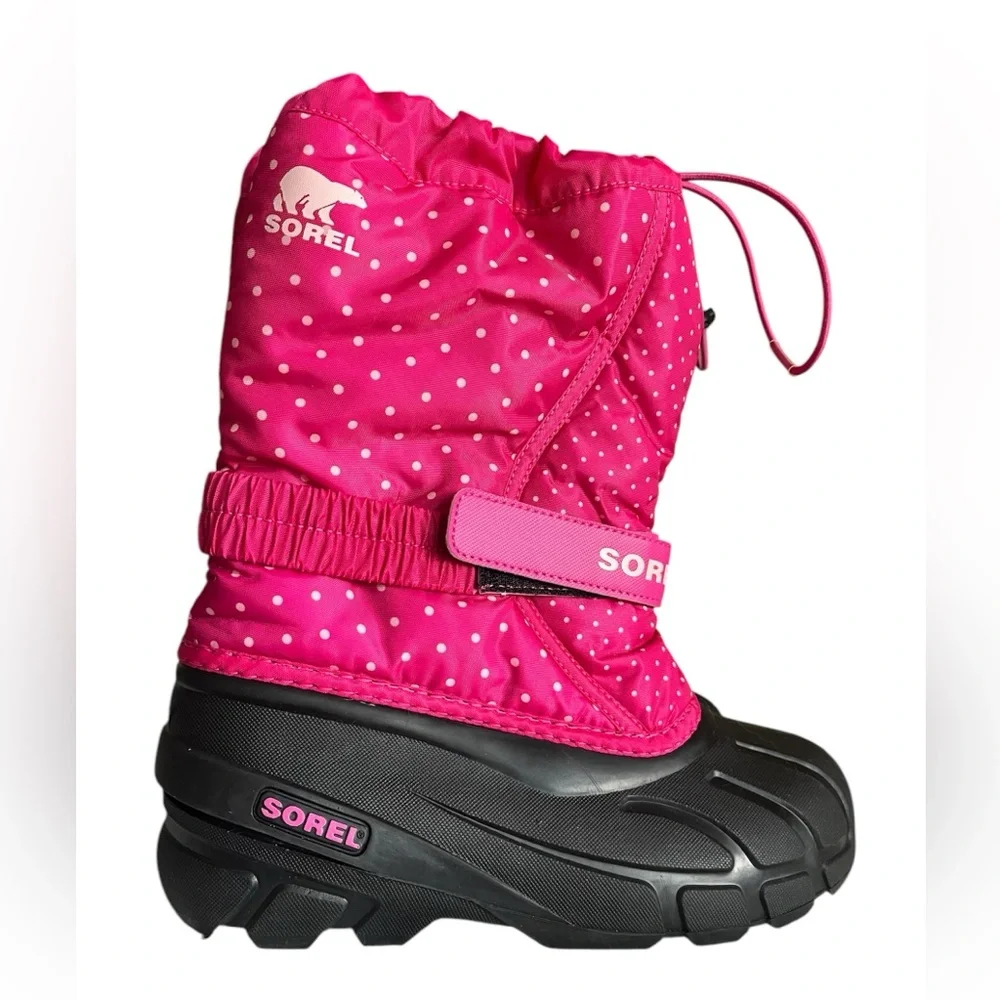 Sorel Flunny Pink and Black Winter Snow Boots big‎ girl Sz 5